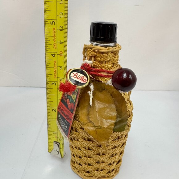 Vintage Small Empty Glass Liquor Bottle Cherry Brandy GERMANY Collectible Wicker - Picture 5 of 5